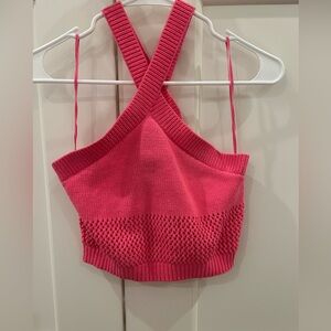 Zara Criss Cross Neck Pink Tank